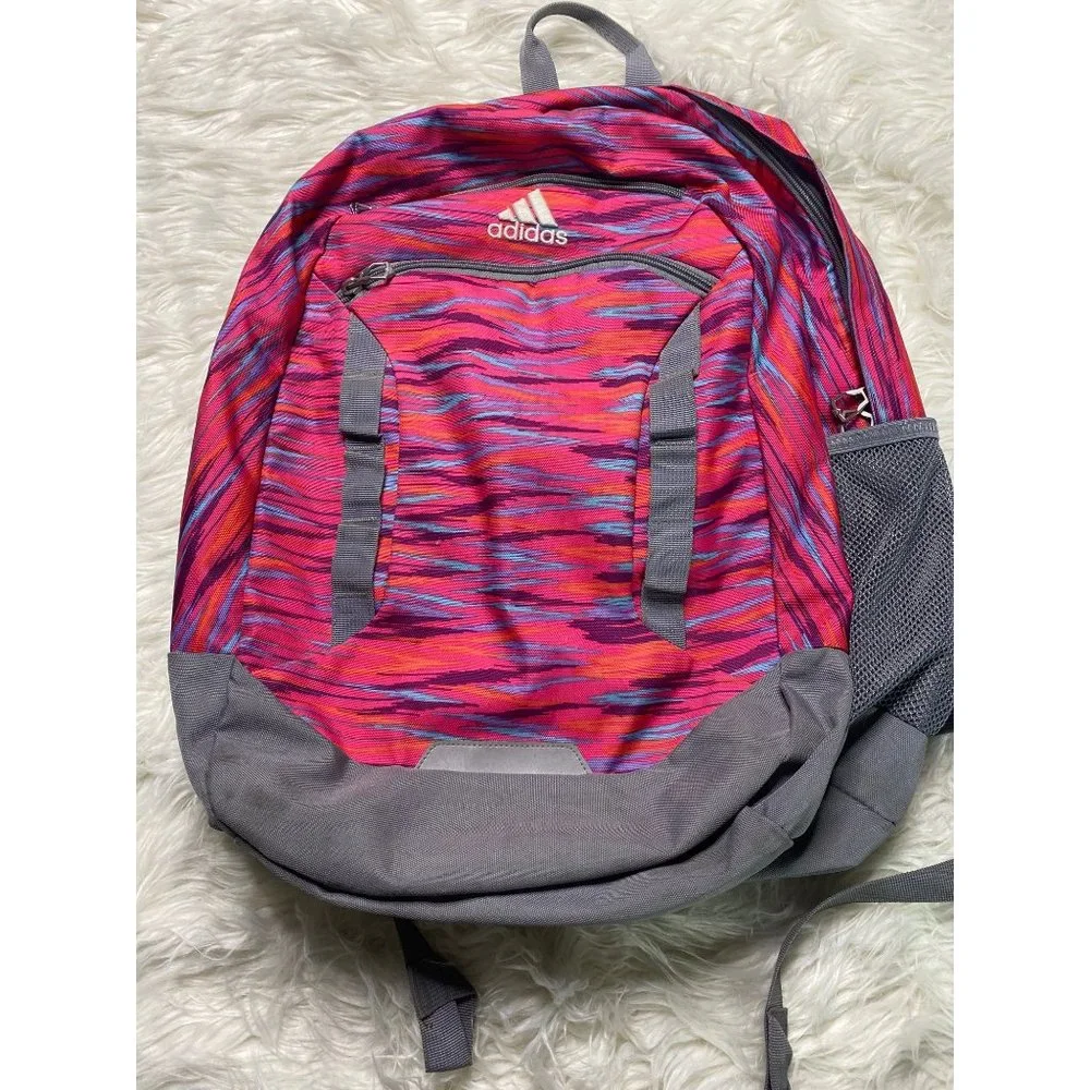 Adidas Load Spring Stipes Backpack School Bag‎ Gray Pink Orange Blue